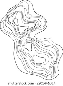Abstract tree ring. Vector topographic map design element. Contour map concept. Thin wavy lines.