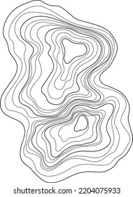 Abstract tree ring. Vector topographic map design element. Contour map concept. Thin wavy lines.