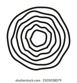 Abstract tree rings. Black white vector. Organic growth pattern. Natural concentric lines.