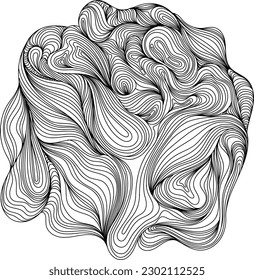 Anillos de árbol abstractos. Concepto de mapa topográfico. Ligeras líneas negras sobre blanco.
