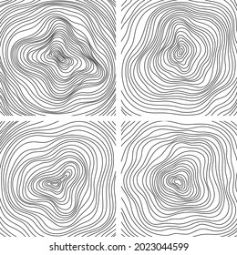 Abstract tree rings. Vector topographic map concept. Seamless background. Thin black lines on white