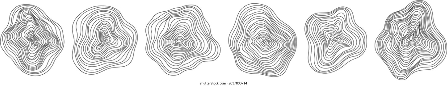 Abstract tree rings. Vector topographic map concept. Seamless background. Thin black lines on white
