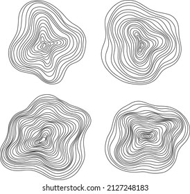 Abstract tree rings. Vector topographic map concept. Seamless background. Thin black lines on white