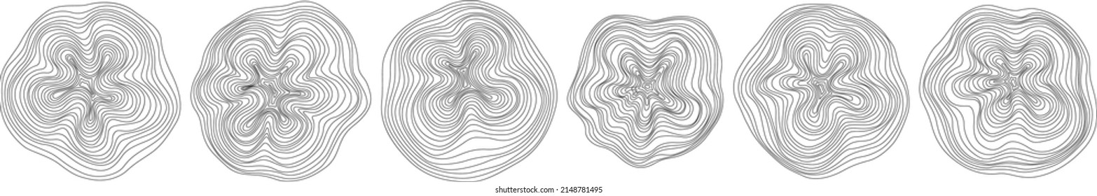 Abstract tree rings. Vector topographic map concept. Seamless background. Thin black lines on white