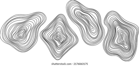 Abstract tree rings. Vector topographic map concept. Seamless background. Thin black lines on white