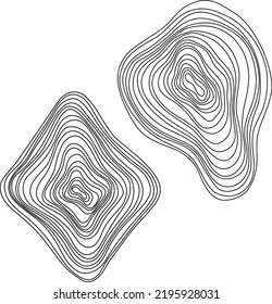 Abstract tree rings. Vector topographic map concept. Seamless background. Thin black lines on white