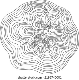 Abstract tree rings. Vector topographic map concept background. Thin black lines on white