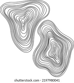Abstract tree rings. Vector topographic map concept. Seamless background. Thin black lines on white