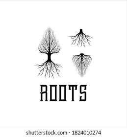 Abstract Tree and Root Logo Design Inspiration Isolated on White Background