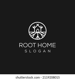 abstract tree and root logos. exclusive root logo. root and house logo. tree logo and root logo emblem - Vector