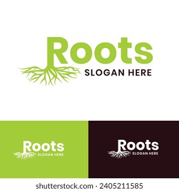 abstrakter Baum mit Root-Logo-Design-Vorlage, Vektorgrafik des Root-Logo-Symbols