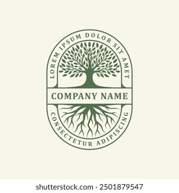 Abstract tree with roots logo design