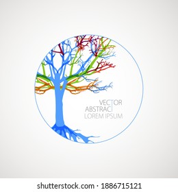 Abstract tree with roots. Vector outline illustration. Plant in Garden.