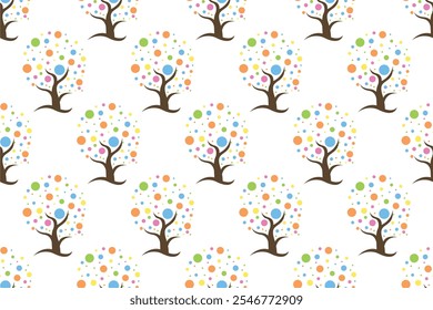 Abstract tree seamless pattern background. Forest tree seamless pattern background template can be used as wraping paper,web banner, social media banner, and more.