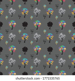 Abstract Tree seamless pattern color