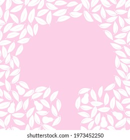 abstract tree shape, leaves vector pastel pink color seamless illustration