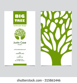 Abstract Tree sign & business card vector template. Vector icon & corporate identity template for landscape design / architecture, natural organic product line labeling, recycle, garden. Editable.