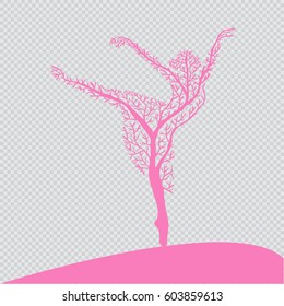  Abstract tree with silhouette ballerina.