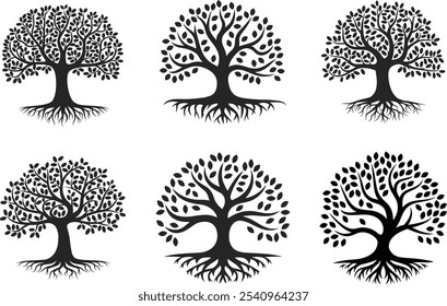 Abstract Tree Silhouette  collection Vector Illustration with a white background