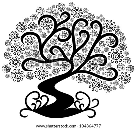 Abstract tree silhouette isolated on white background.