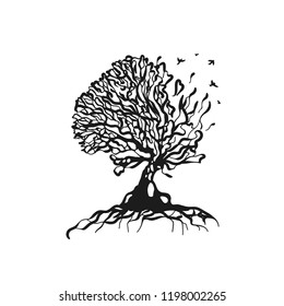 Abstract tree silhouette logo illustration. Vector illustration. black wall sticker