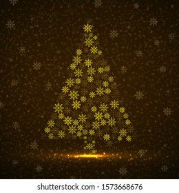 Abstract сhristmas tree of snowflakes. Vector illustration