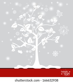 Abstract tree with snowflakes. Vector illustration.