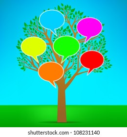 Abstract tree with speech balloons