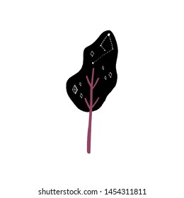 Abstract tree and stars. Ecology nature concept. Starry space vector illustration