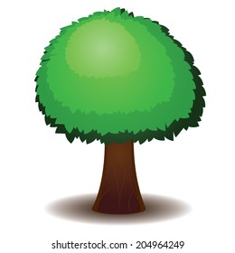 Abstract tree with stylized green leaves illustration.