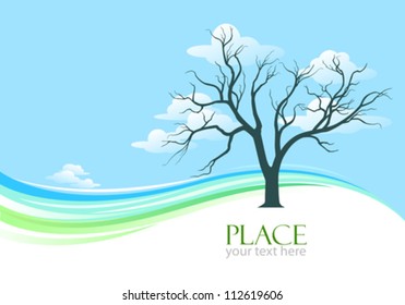  Árbol abstracto y fondo de cielo azul vasta