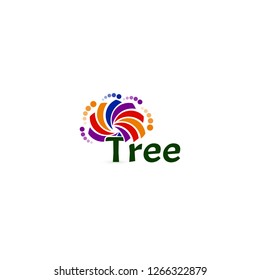 Abstract tree vector icon. Colorful palette isolated sign. Air conditioning company logo template. Evology saving, clean forest tree, vector illustration on white background.