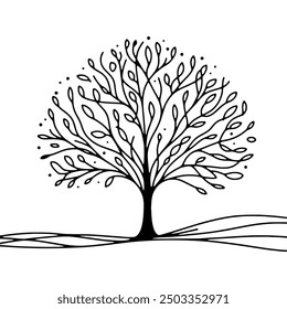 Abstract Tree Vector Illustration Continuous Line - Hand Drawn Minimalist Nature Graphic