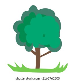 Abstract tree vector illustration in eps 10. Green tree on the meadow, flat illustration.