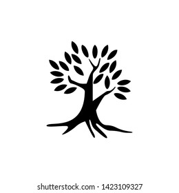 abstract tree vector illustration, tree icon with black colors