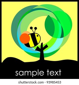 abstract tree vector illustrator file and little bee