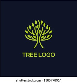 Abstract Tree Vector Logo Design 