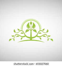 Abstract tree vector logo design template.