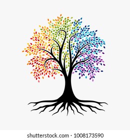 Abstract Tree, vibrant tree logo, owl tree logo design illustration isolated on white background