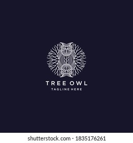 Abstract Tree, vibrant tree logo, owl tree logo design illustration isolated