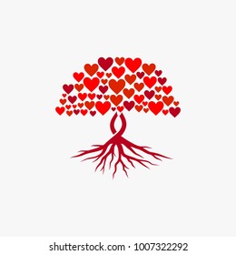 Abstract tree, vibrant, love heart, root, square 
