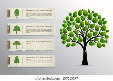 Abstract tree with vintage paper label background, Natural banner idea concept - Vector illustration