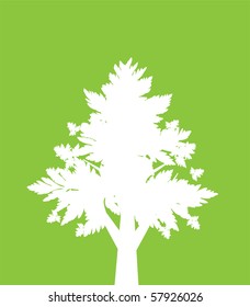 abstract tree in white and green colors, symbol of nature