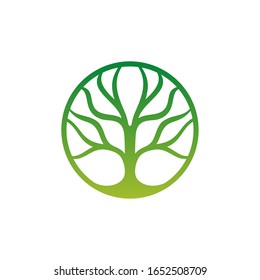 abstract tree within a circle logo template