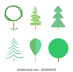 Abstract trees. Colorful christmas tree on white. Hand drawn art