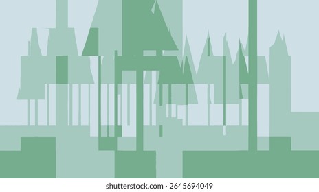 Árvores abstratas compõem floresta geométrica cena tranquila ao ar livre