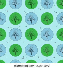 Abstract trees - four seasons. Seamless background. Vector illustration. spring