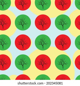 Abstract trees - four seasons. Seamless background. Vector illustration. summer