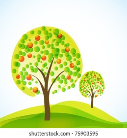 abstract trees with fruits