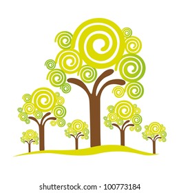 abstract trees, isolated on white background
